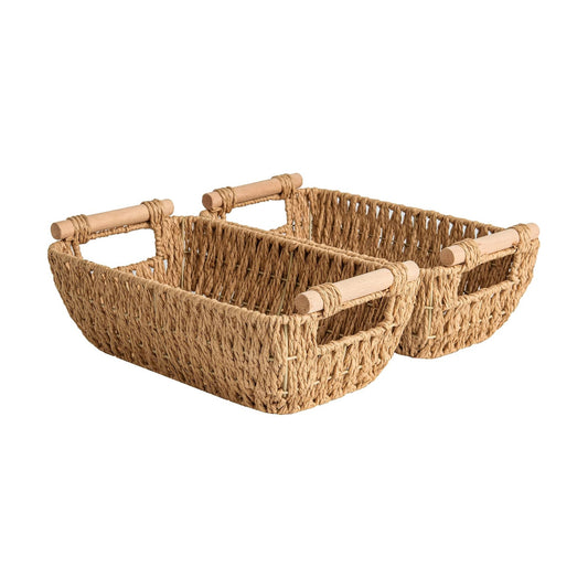 Hand-Woven Wicker Baskets / Light Brown / Small / Set of 2