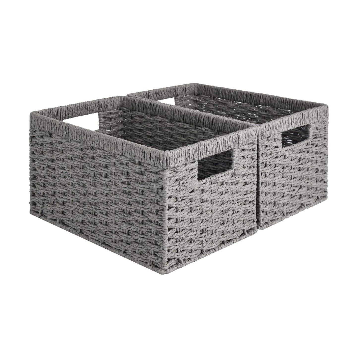 Rectangular Wicker Baskets / Gray / 2 x 13 / Set of 2
