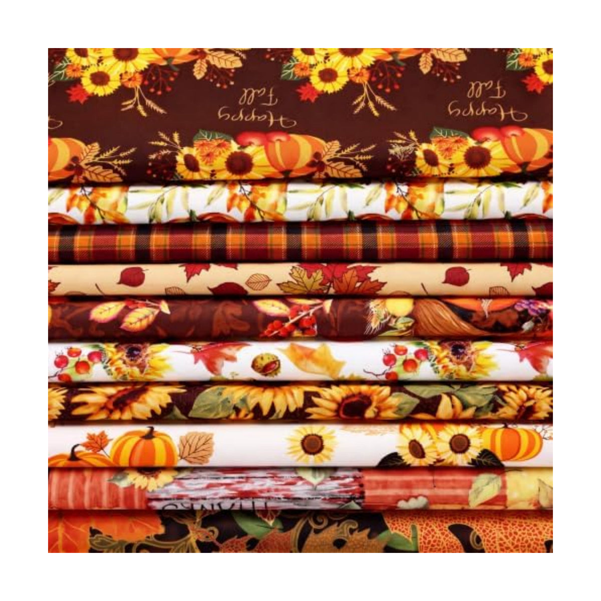 Tatuo 10 Pcs Fall Cotton Fat Quarters Thanksgiving Pumpkin Maple 19.7"