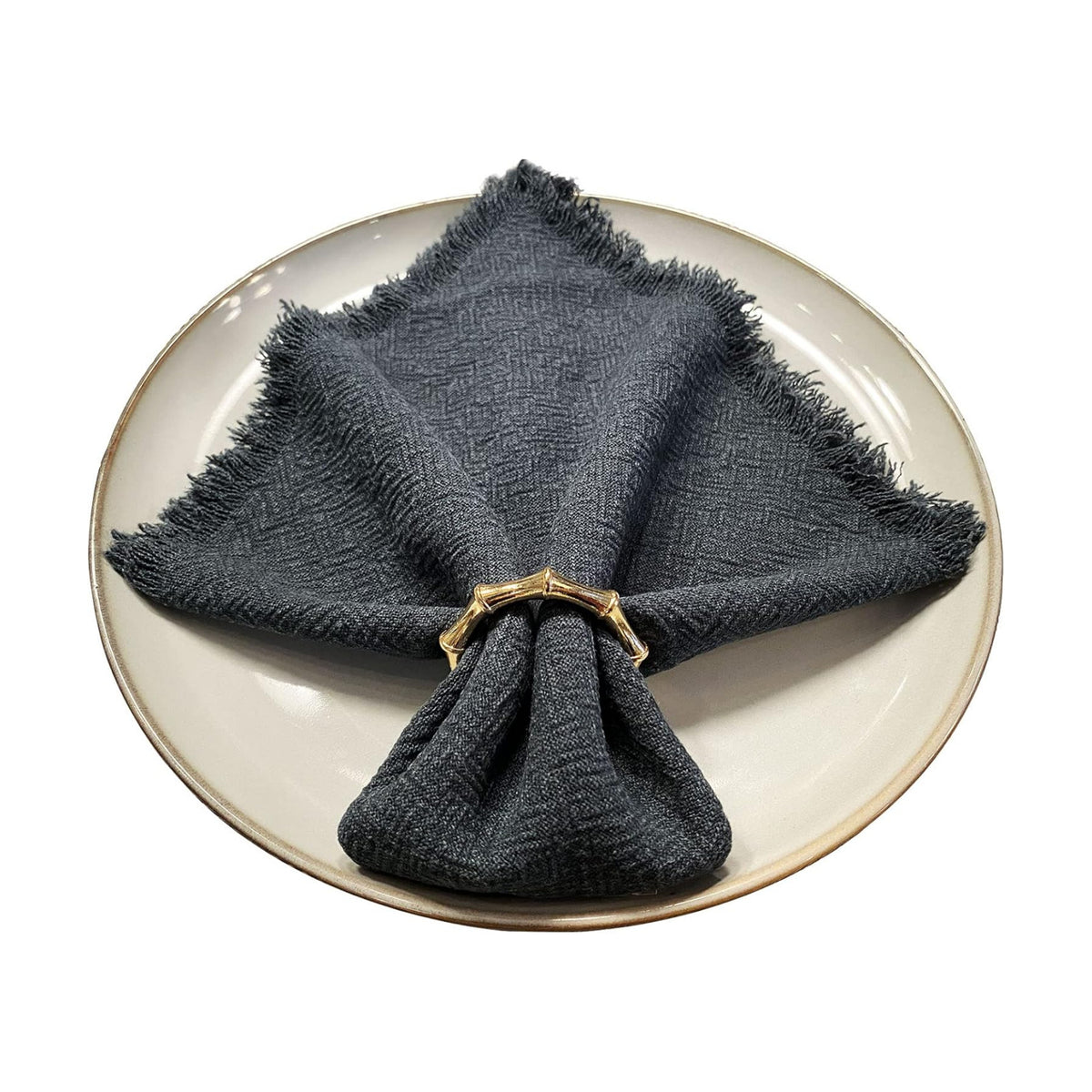 Napkin Rings Set of 6,Gold Bamboo Napkin Holder Ring for Table Decor