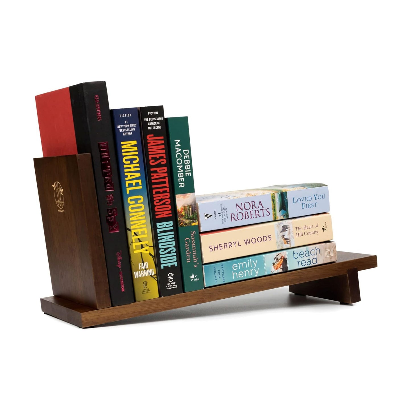 Desktop Wood Bookshelf Wooden Bookend / Brown Acacia