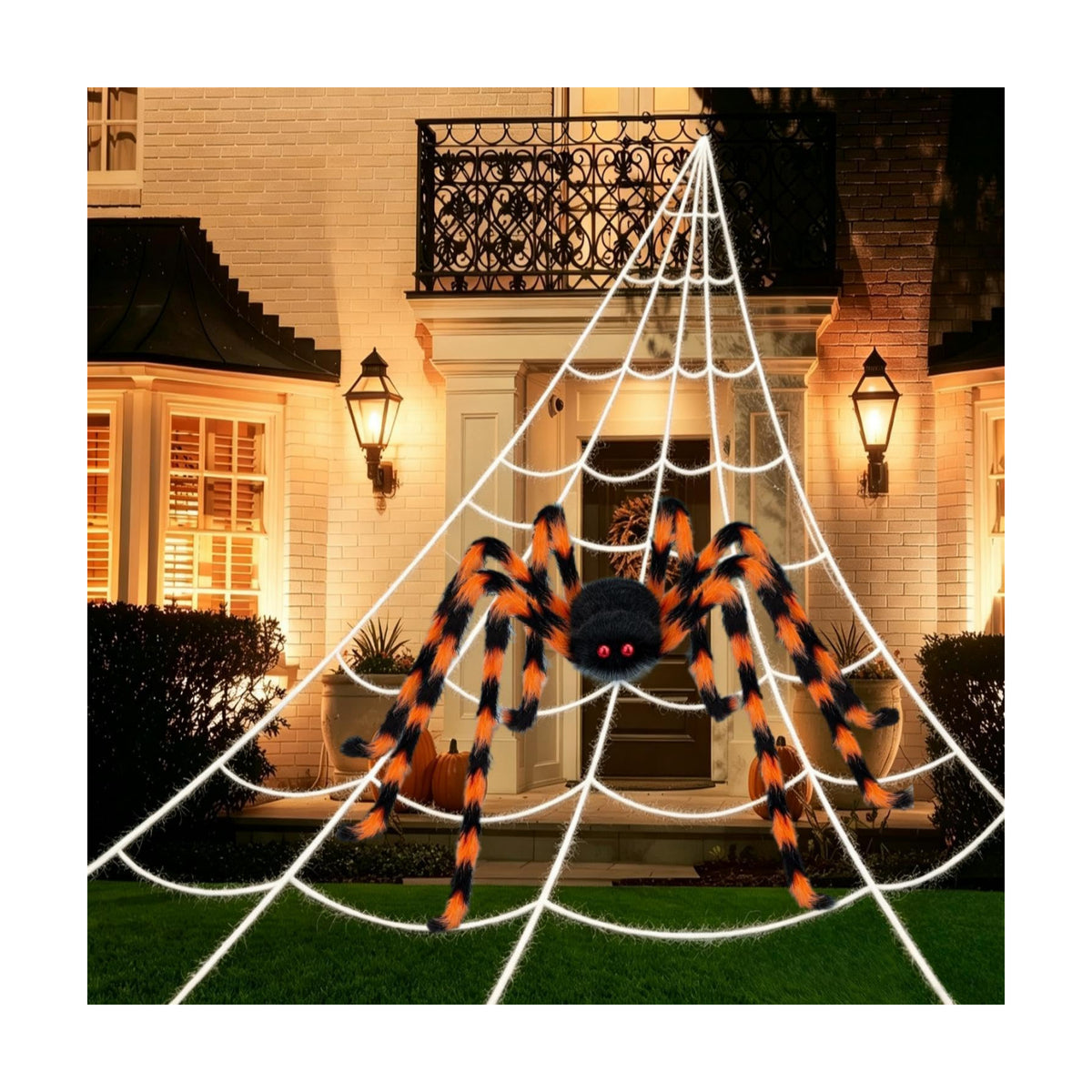 Halloween Decorations, 200" Triangular Spider Web +59" Giant Spider