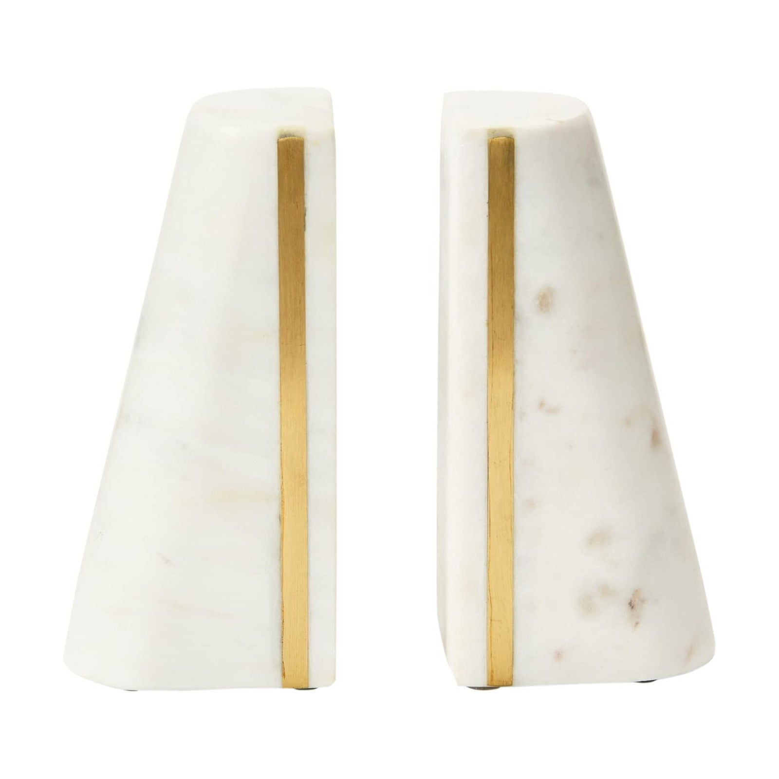 Geometric Marble Bookends / White