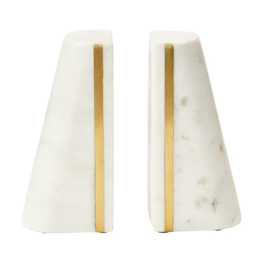 Geometric Marble Bookends / White