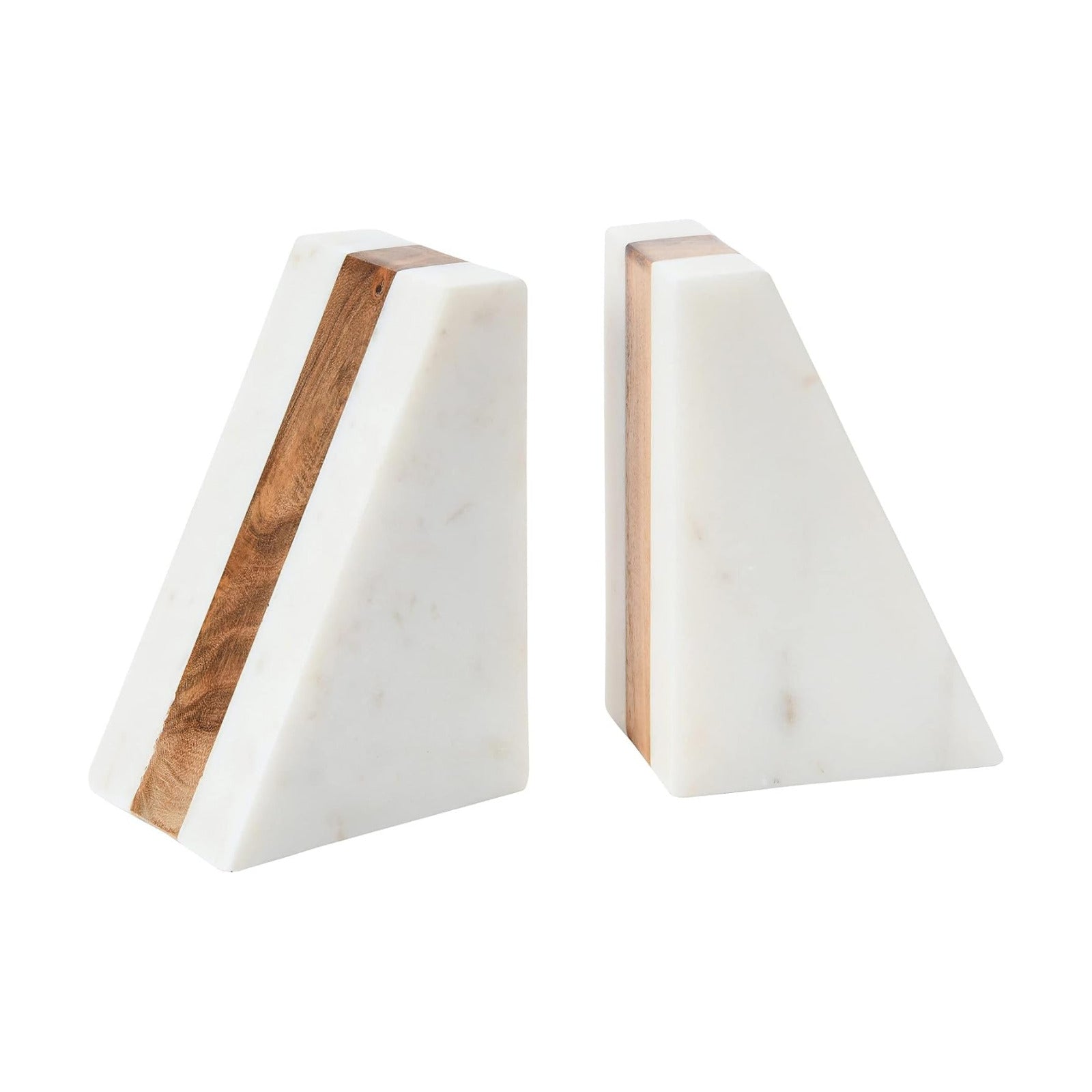 Marble Geometric Bookends / White