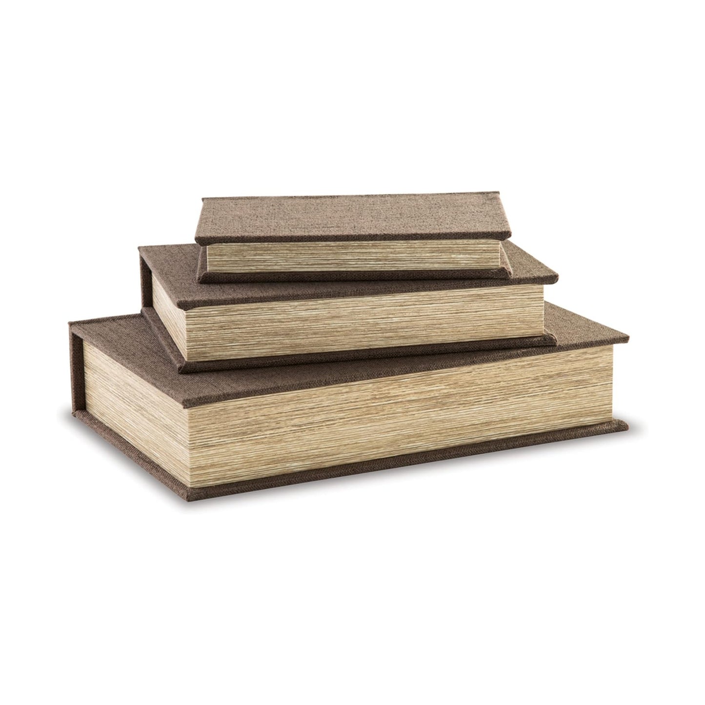 Jolina Vintage 3 Piece Faux Book Keepsake Storage Box Set / Dark Brown