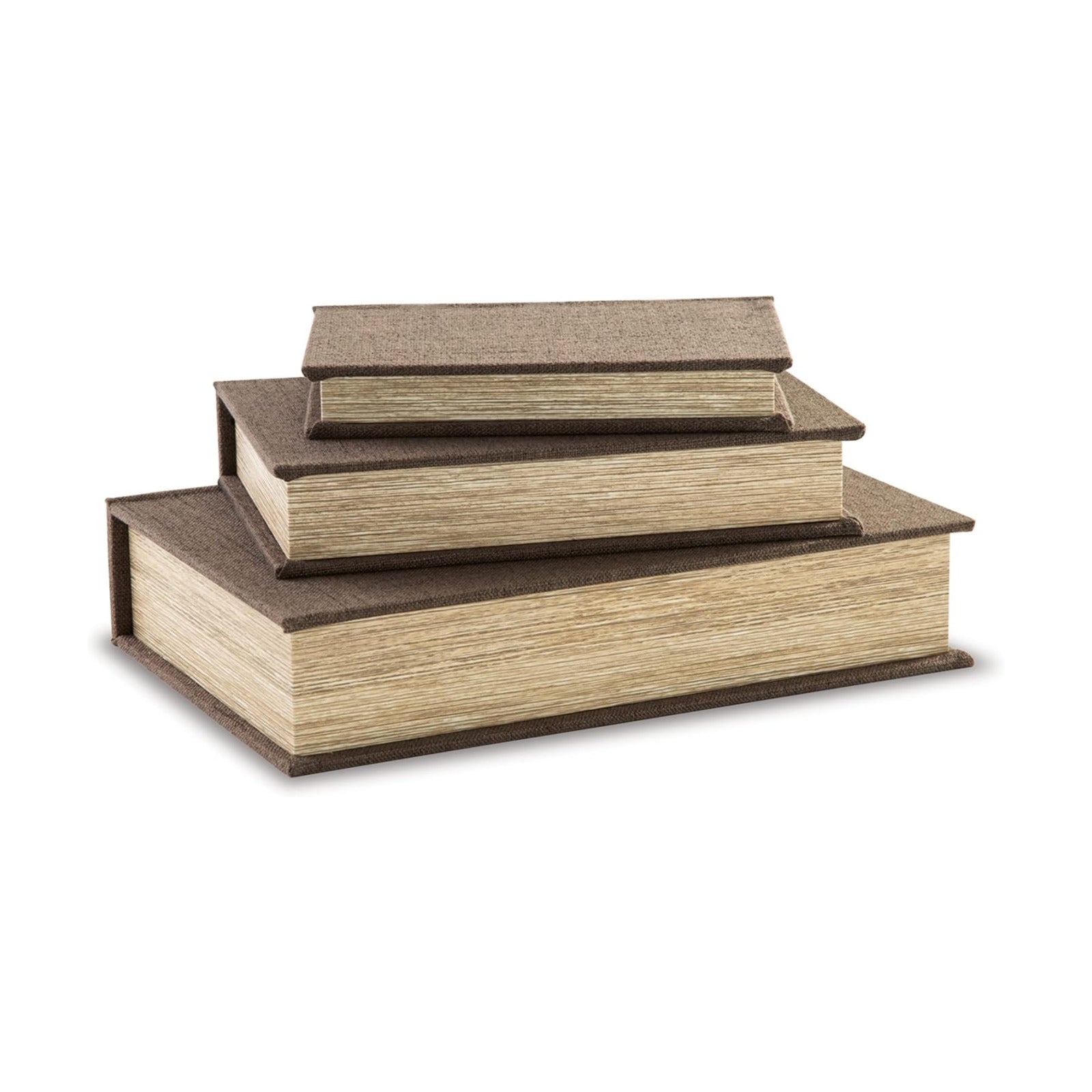 Jolina Vintage 3 Piece Faux Book Keepsake Storage Box Set / Dark Brown