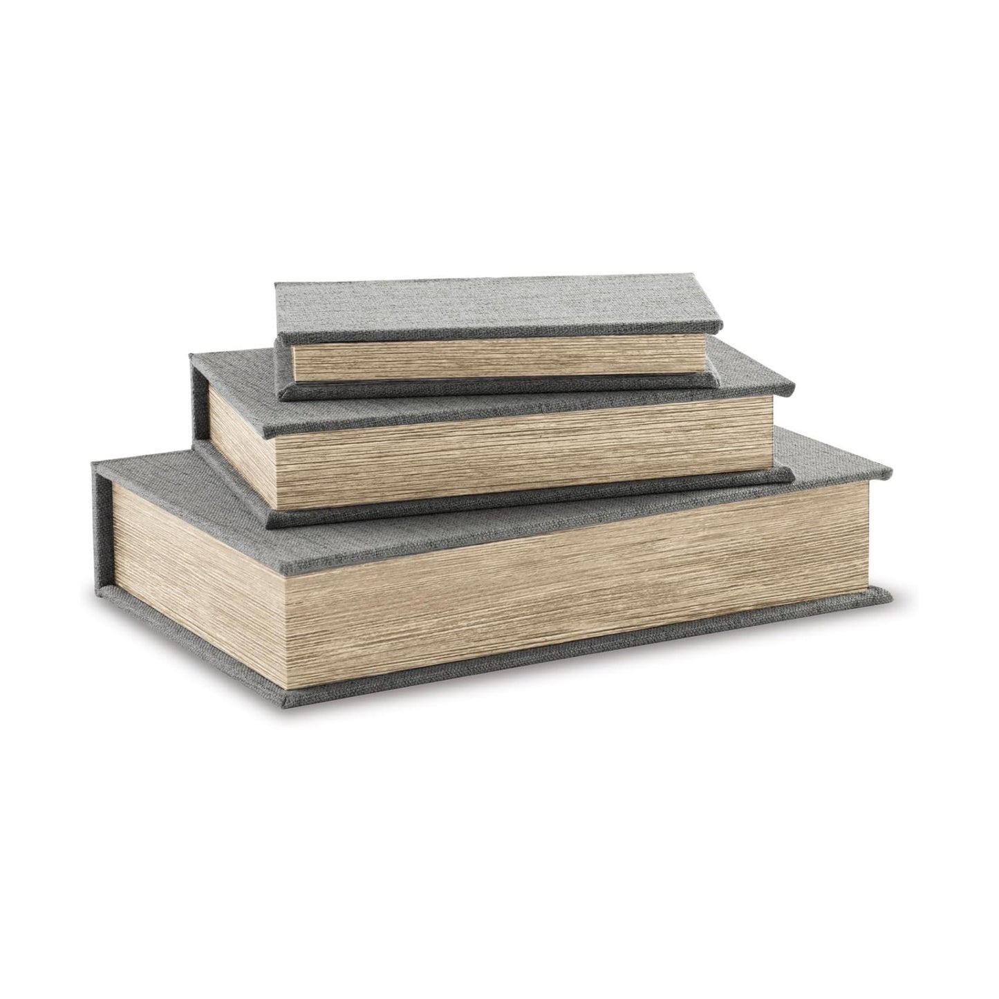Jolina Vintage 3 Piece Faux Book Keepsake Storage Box Set / Gray