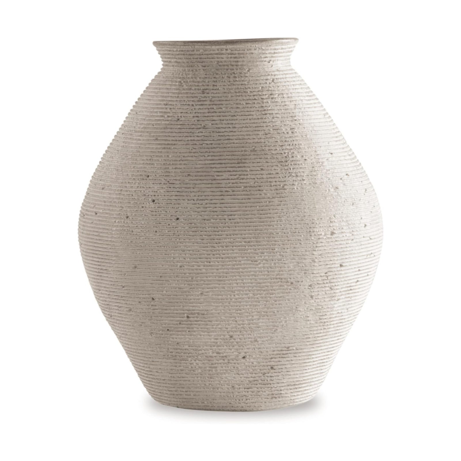 Hannela " Modern Distressed Polyresin Vase / 12 Inch / Tan