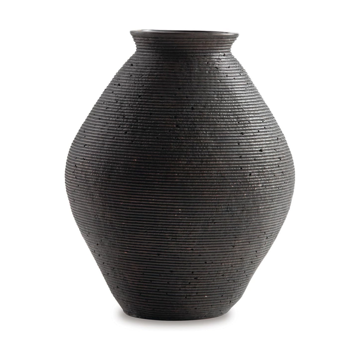 Hannela " Modern Distressed Polyresin Vase / 12 Inch / Dark Brown