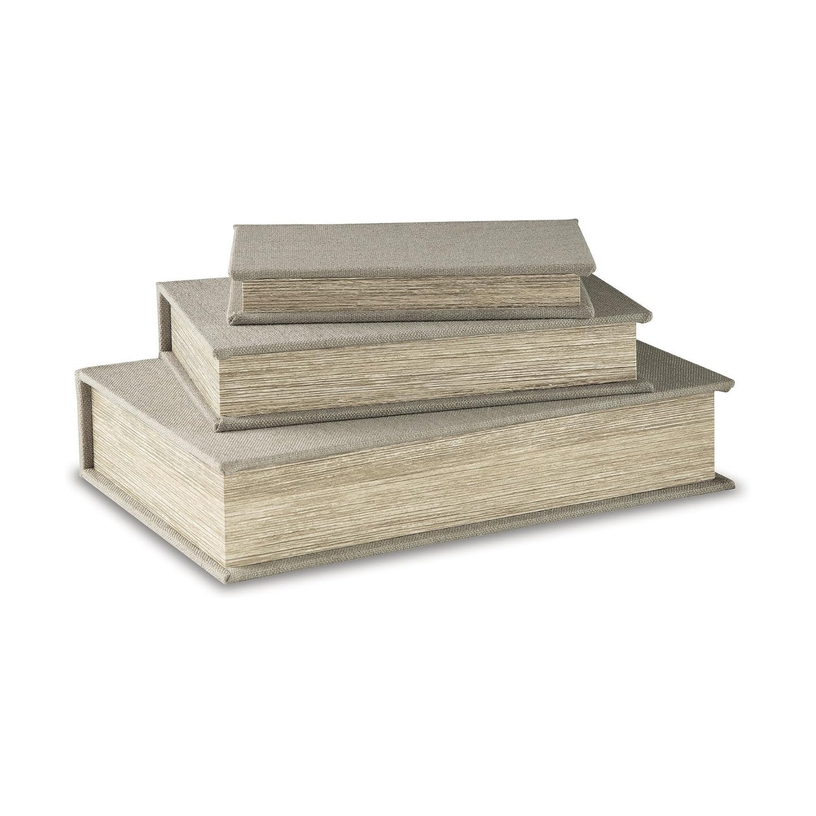 Jolina Vintage 3 Piece Faux Book Keepsake Storage Box Set / Beige