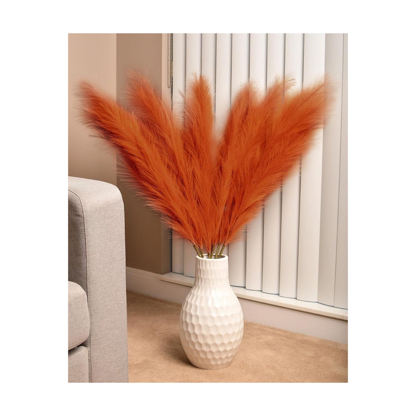 Fluffy Fake Faux Pampas Grass Large Stems for Tall Vase Filler / Maple / 43 Inch / Set of 3