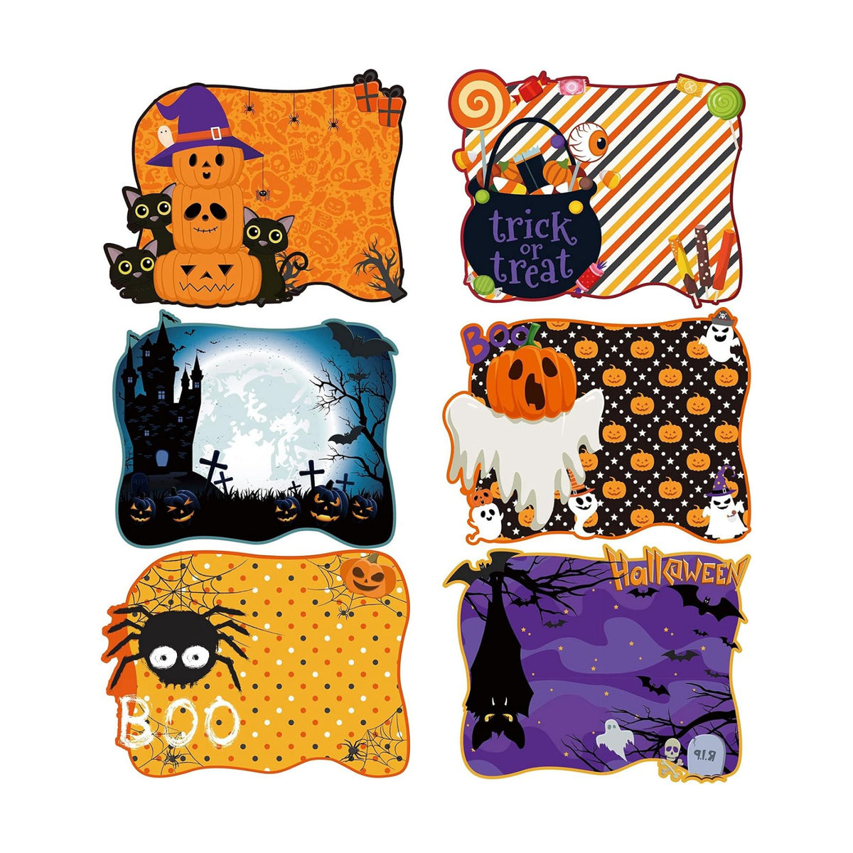 MCEAST 6 Pack Halloween Plastic Placemats Pumpkin Spider Ghost Table Mats