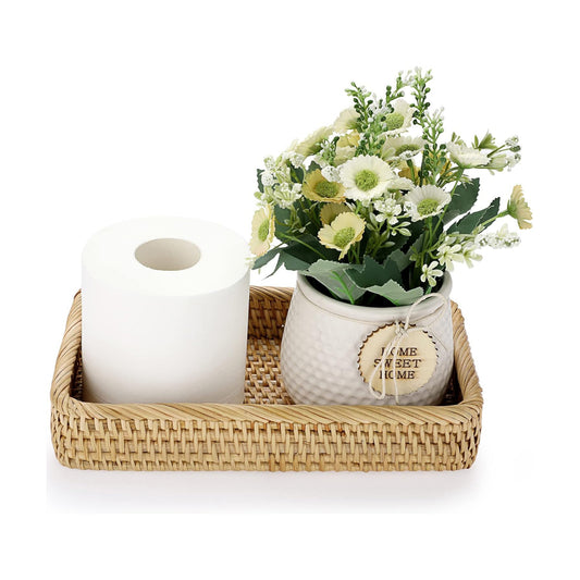 Rattan Bathroom Vanity Tray / Yellow / 10 x 6.1 x 1.8