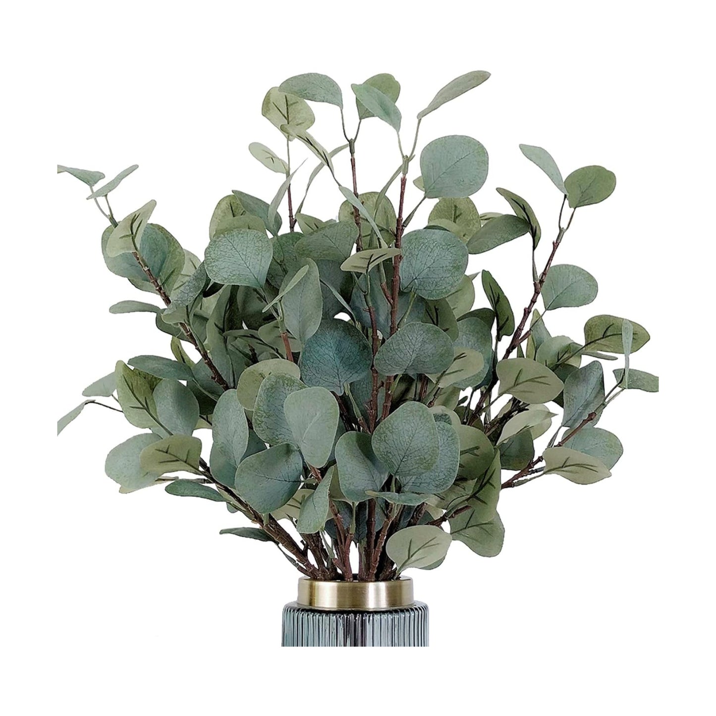 Faux Dollar Eucalyptus Leaf Branches in Grey Green / Silver / 35 Inch / Set of 6