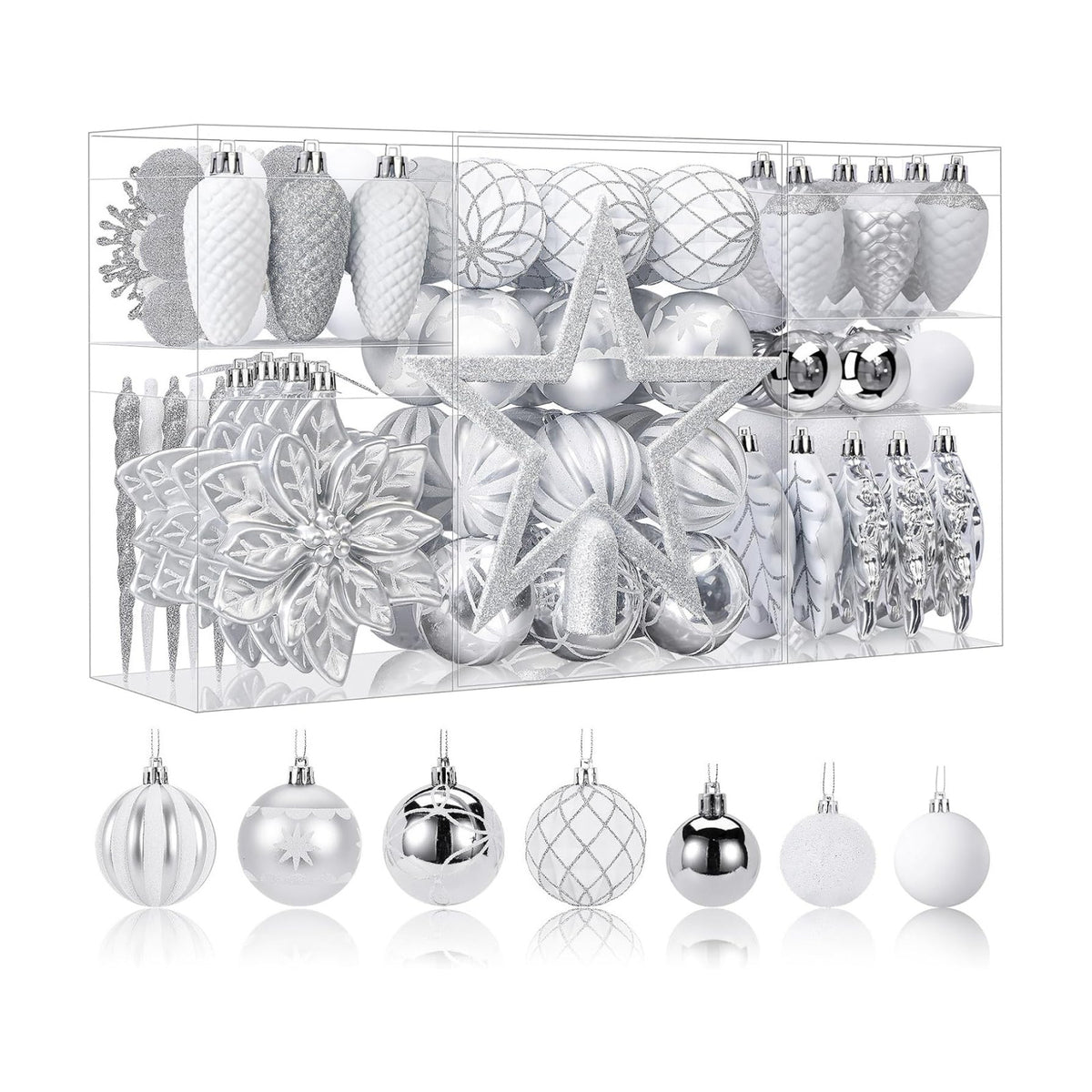 SHareconn 106 PCS Christmas Ball Ornaments for Christmas Tree Decorations