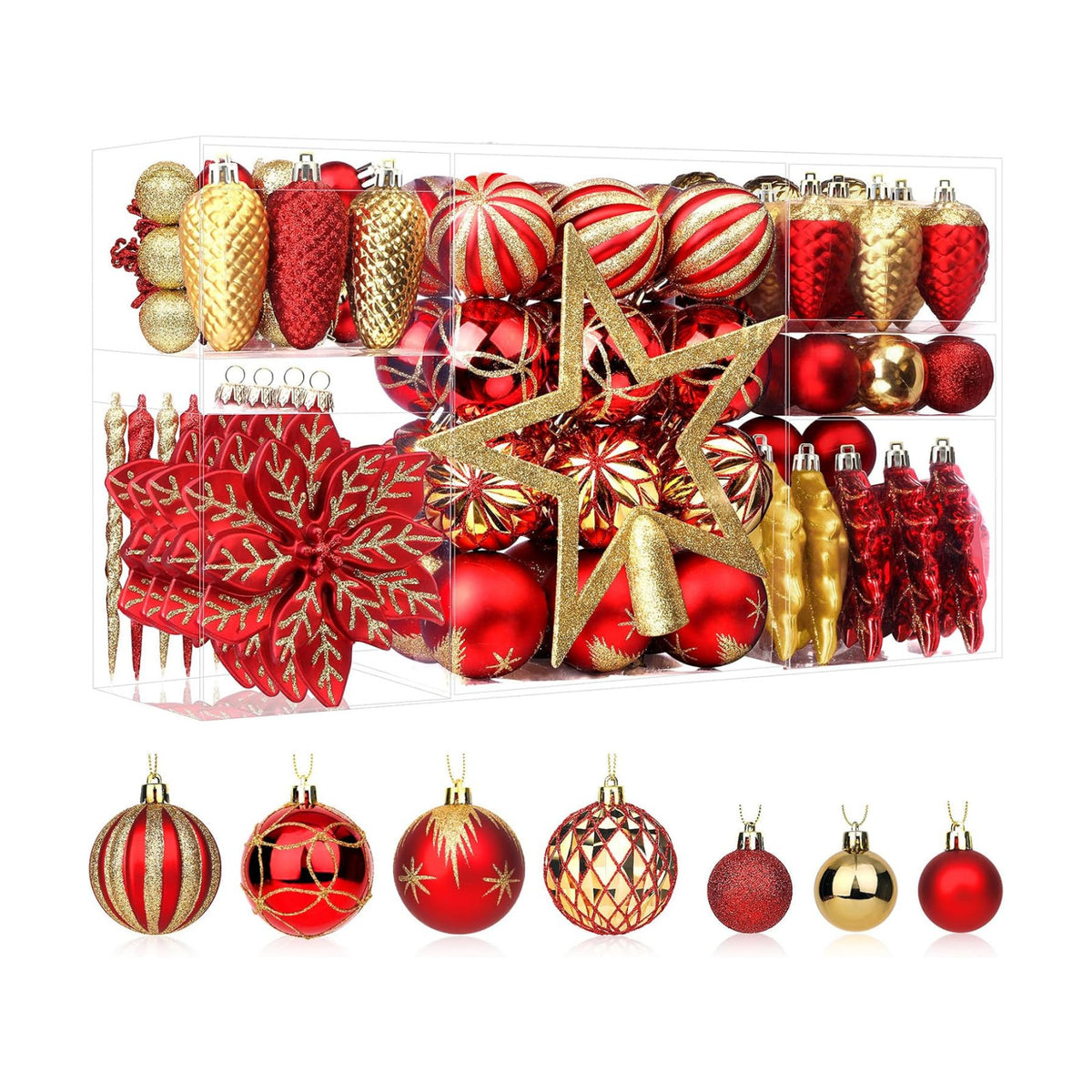 SHareconn 106 PCS Christmas Ball Ornaments for Christmas Tree Decorations