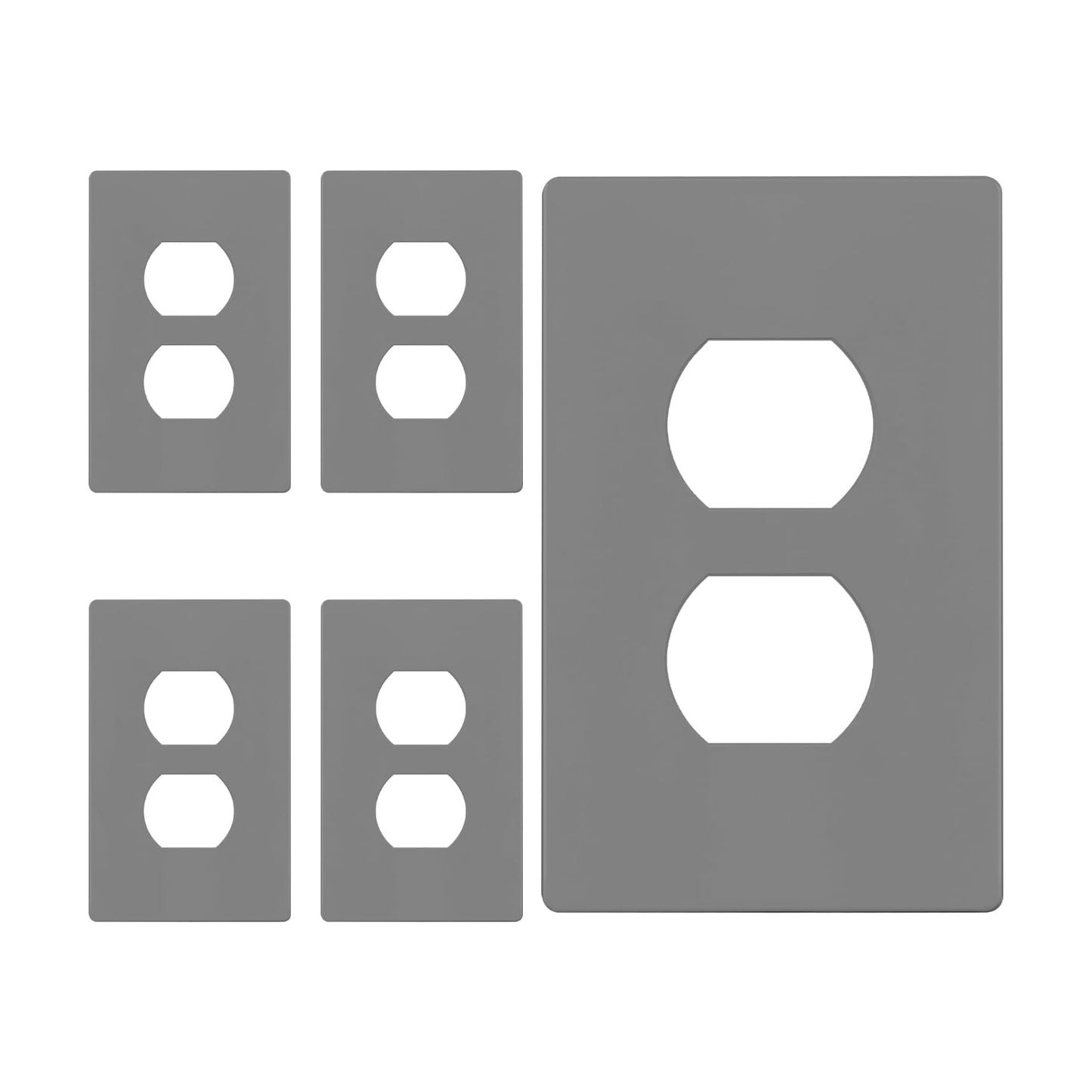 ENERLITES 5 Pack Screwless Duplex Outlet Covers Wall Plate, 1-Gang, Gray | Child safety, modern & clean finish