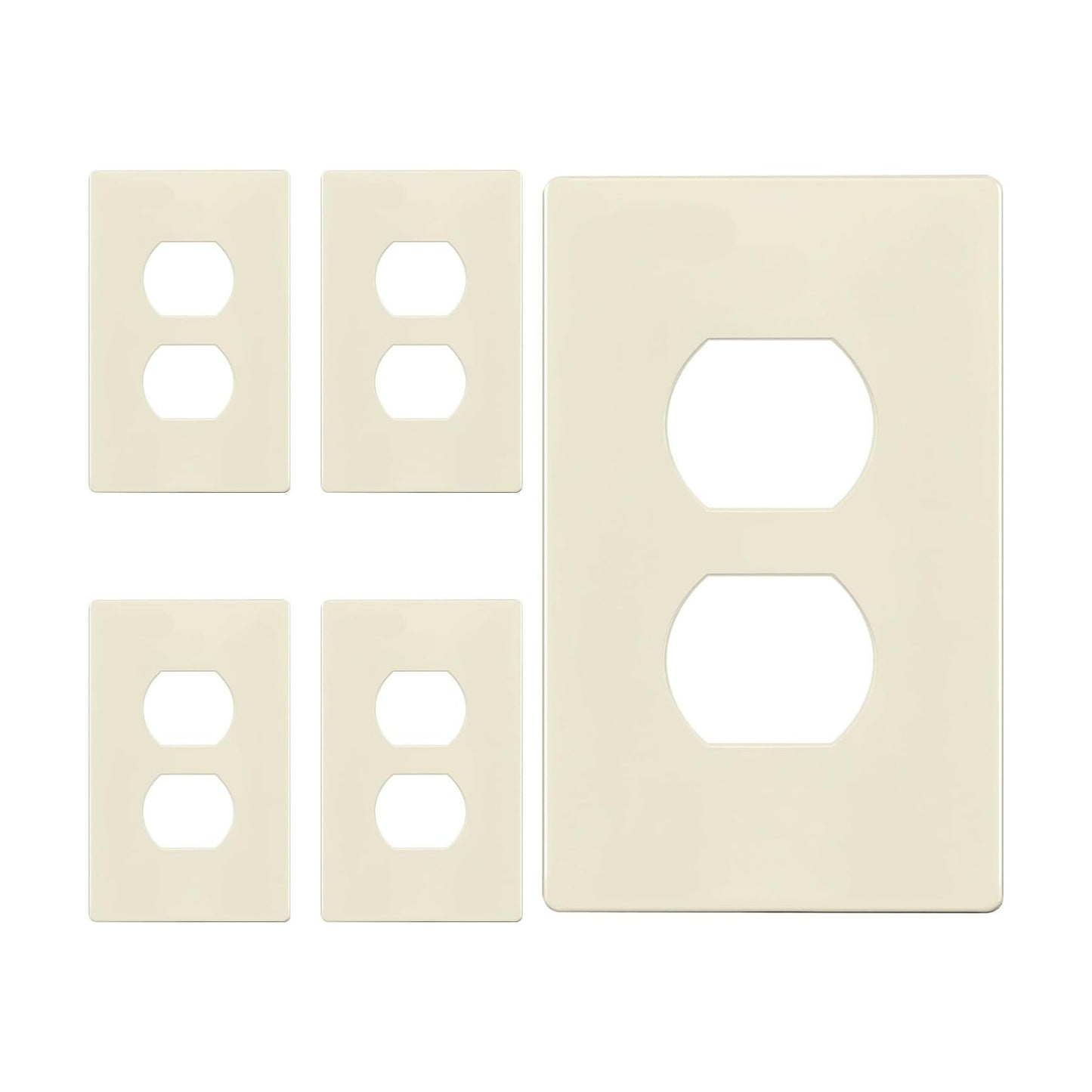 ENERLITES 5 Pack Screwless Duplex Outlet Covers Wall Plate, Light Almond | Child safety, modern finish, standard size