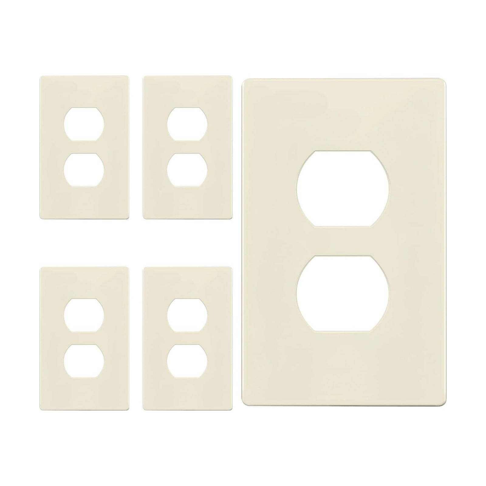 ENERLITES 5 Pack Screwless Duplex Outlet Covers Wall Plate, Light Almond | Child safety, modern finish, standard size