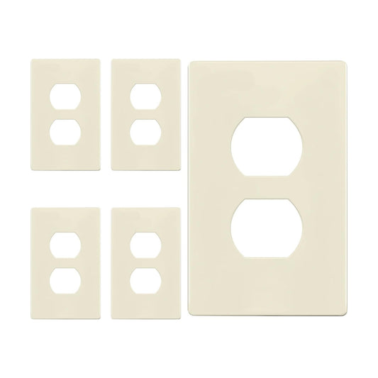 ENERLITES 5 Pack Screwless Duplex Outlet Covers Wall Plate, Light Almond | Child safety, modern finish, standard size