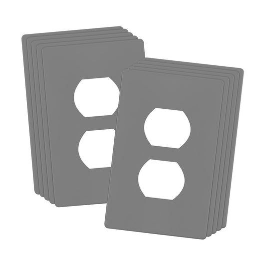 ENERLITES SI8821-GY Duplex Outlet Receptacle Cover, Screwless Wall Plate, Standard Size, 1-Gang 4.68" x 2.93"