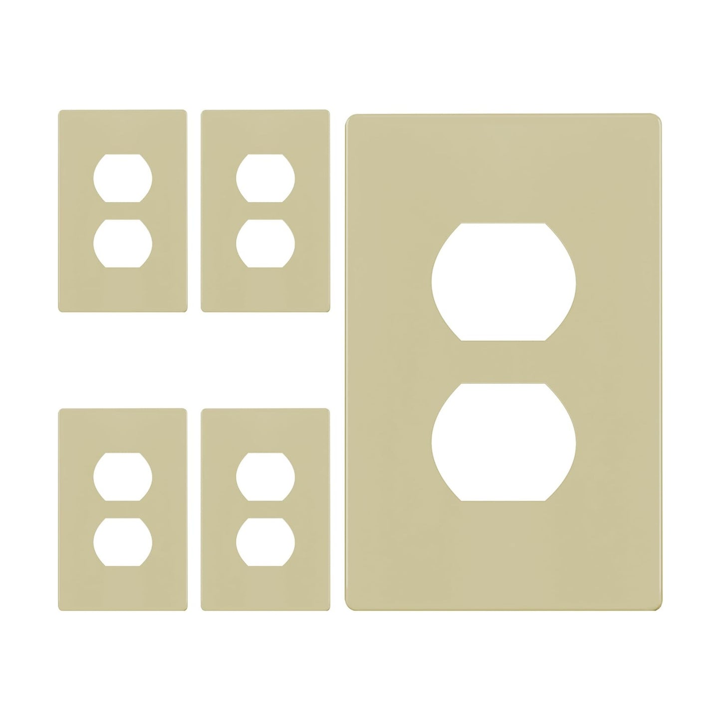 ENERLITES 5 Pack Screwless Duplex Outlet Covers Wall Plate, 1-Gang, Ivory | Child safety, modern & clean finish