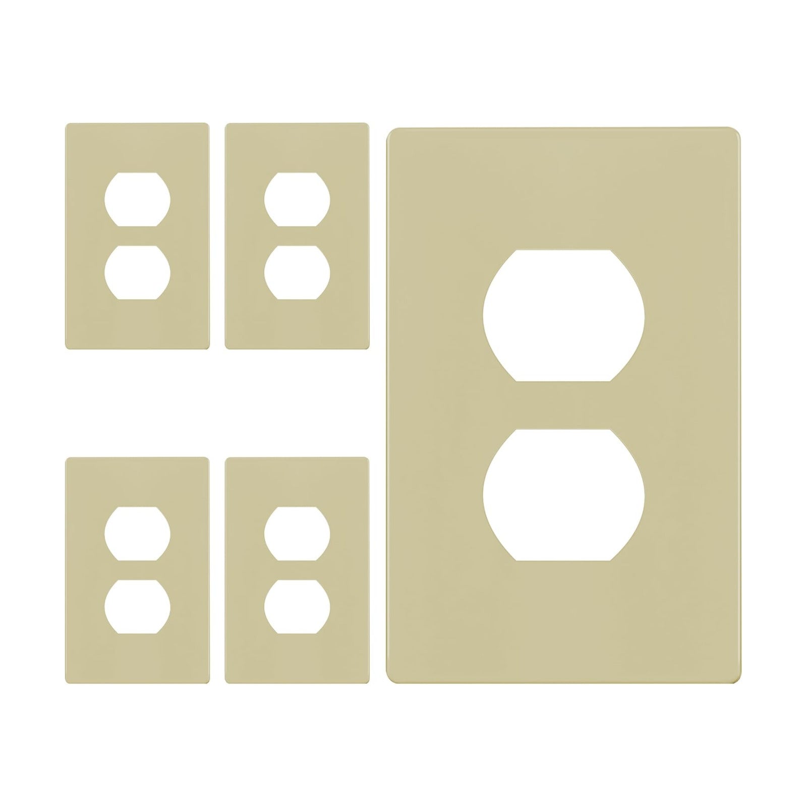 ENERLITES 5 Pack Screwless Duplex Outlet Covers Wall Plate, 1-Gang, Ivory | Child safety, modern & clean finish