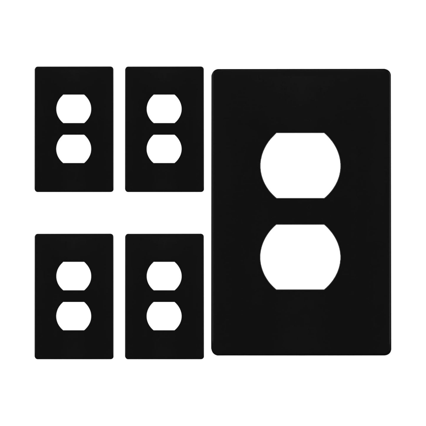 ENERLITES 5 Pack Screwless Duplex Outlet Covers Wall Plate, 1-Gang, Black | Child safety, modern & clean finish