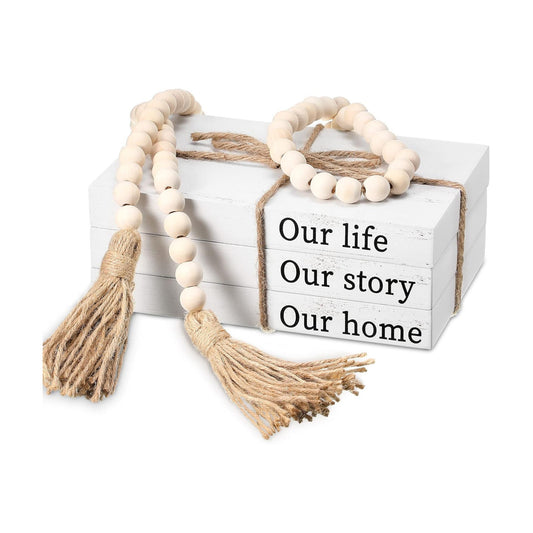 Decorative Books / Our Life, Our Story, Our Home / White / Set of 3