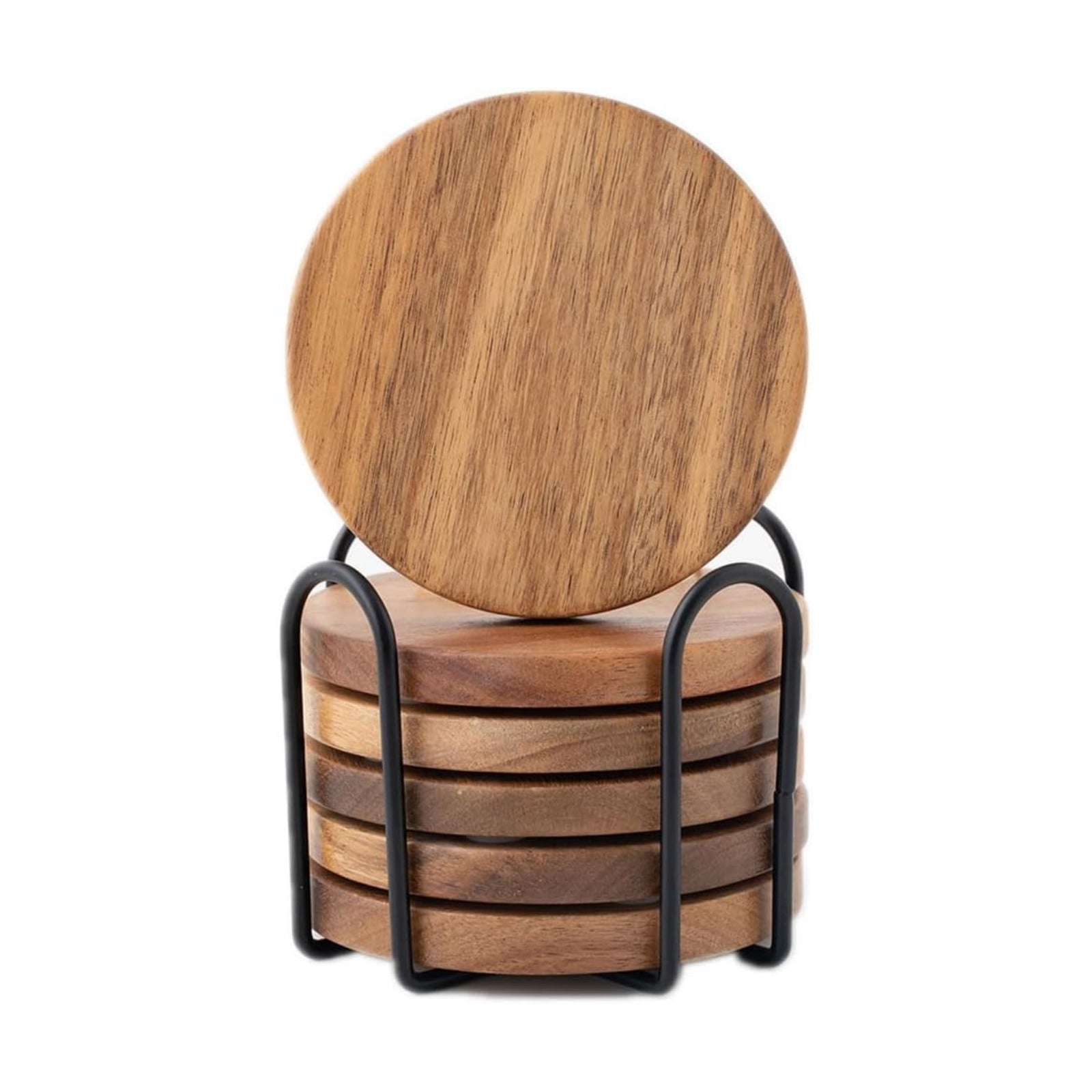 Holder / Acacia Wooden Coaster / Country Rustic / Set of 6