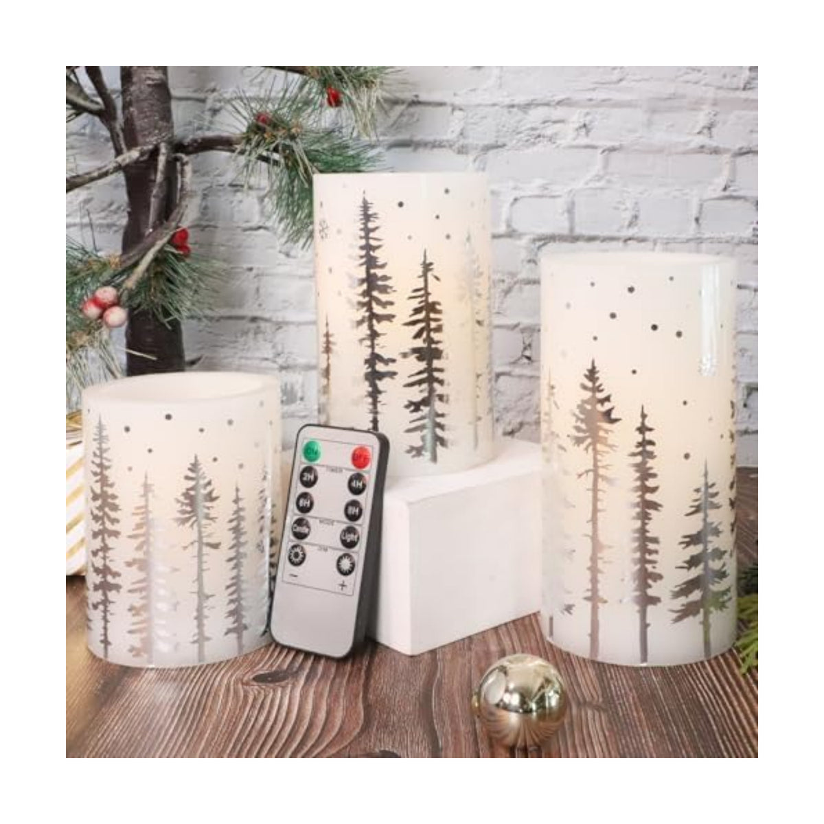 Crystal Club Christmas Flameless Candles, Holiday LED Candles