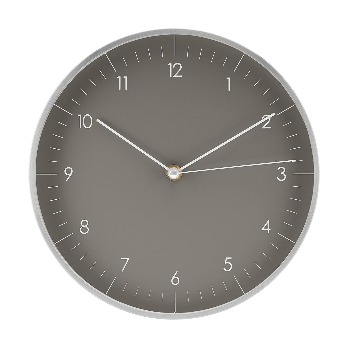 Modern Silent Quartz Wall Clock, 10in, Dark Grey & Silver | Designed in Germany, Simple & Elegant, Non-ticking, Analog