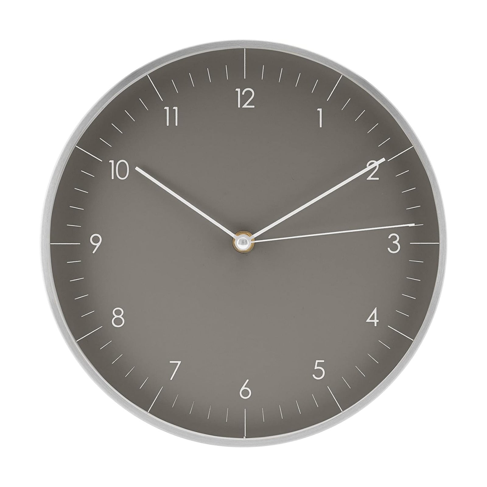 Modern Silent Quartz Wall Clock, 10in, Dark Grey & Silver | Designed in Germany, Simple & Elegant, Non-ticking, Analog
