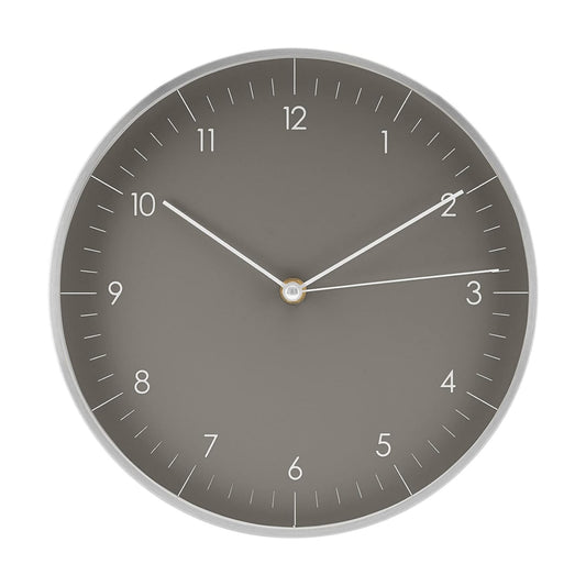 Modern Silent Quartz Wall Clock, 10in, Dark Grey & Silver | Designed in Germany, Simple & Elegant, Non-ticking, Analog