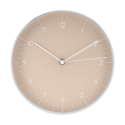 Modern Silent Quartz Wall Clock, 10in, Beige & Gold | Analog, Non-ticking, Modern & Minimalist design, Battery