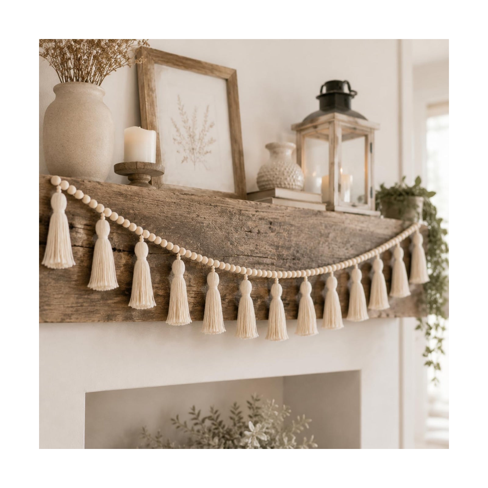 Tassel Garland Boho Classroom Decor Macrame Wooden Bead Garlands Wood Beads Banner / Classic Color
