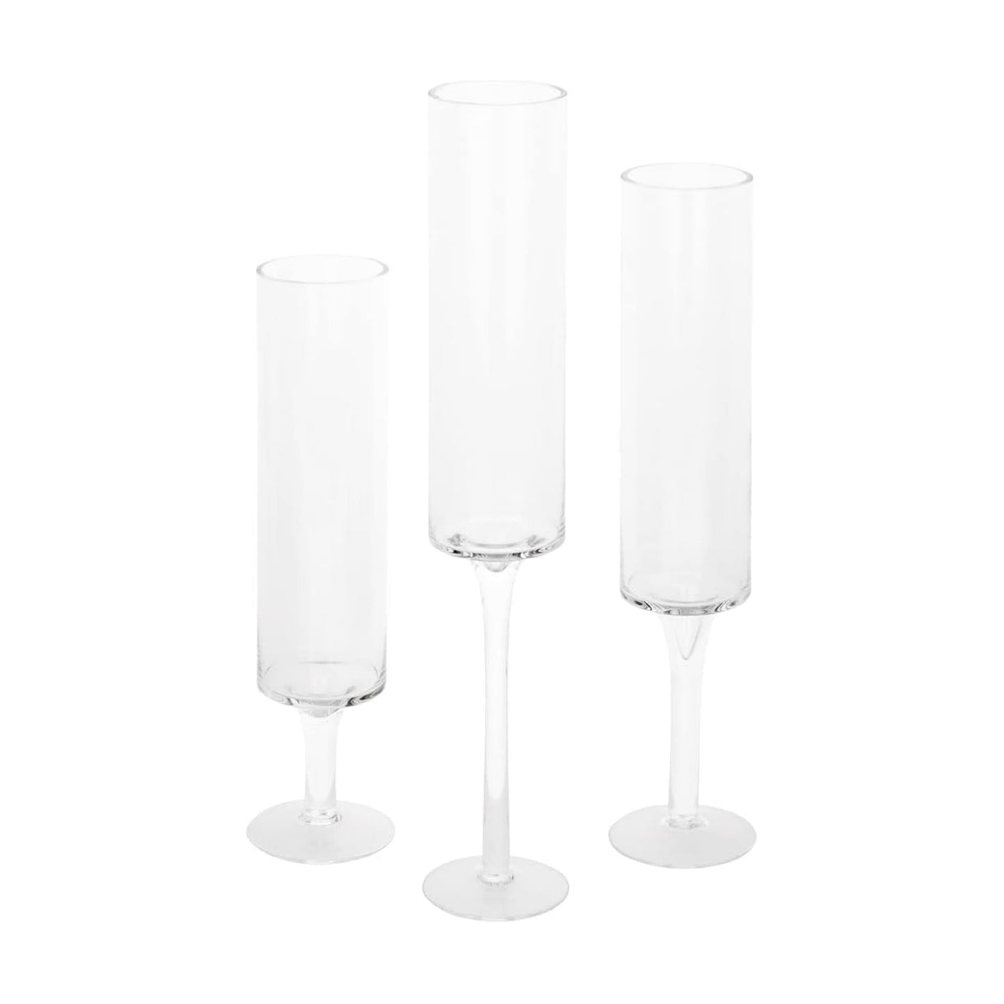 Koyal Wholesale Tall Skinny Floating Candle Holders, Modern Raised Slim Glass Hurricane Pedestal Candles Holder for