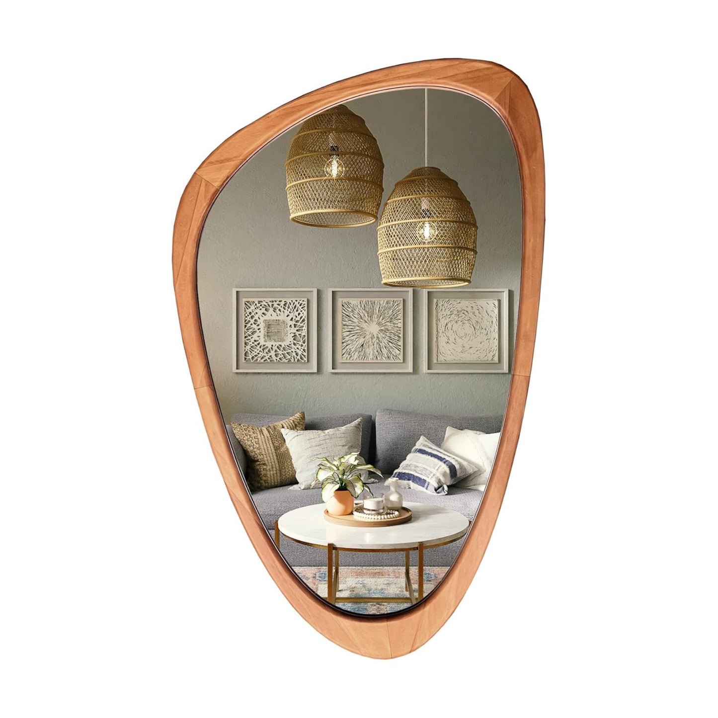 Irregular Wall Mirror / Walnut / 30"L x 19"W