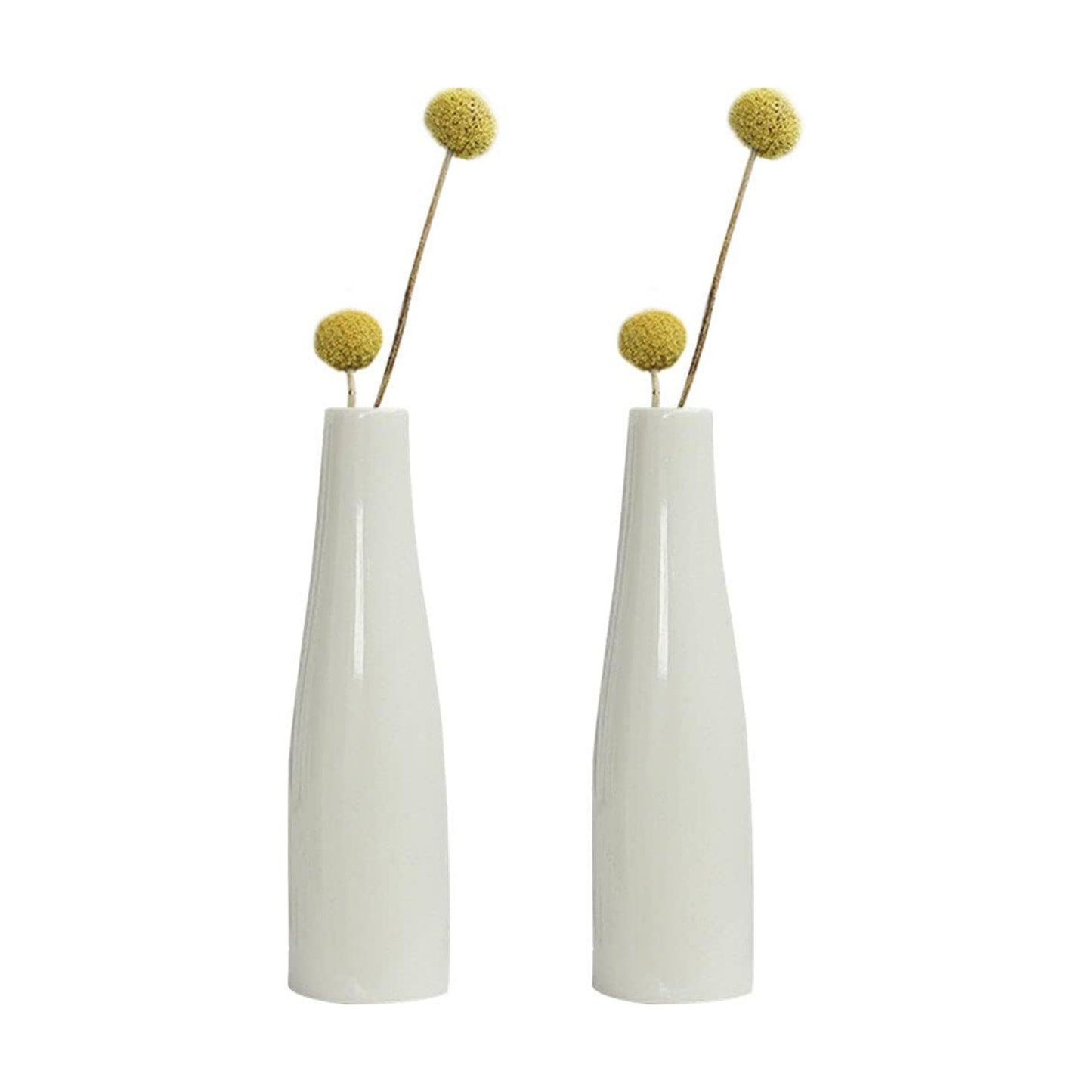 Small Ceramic Vase Flower Bud Vases Modern Minimalist Vase Mini Table Floral Vase / White / Set of 2