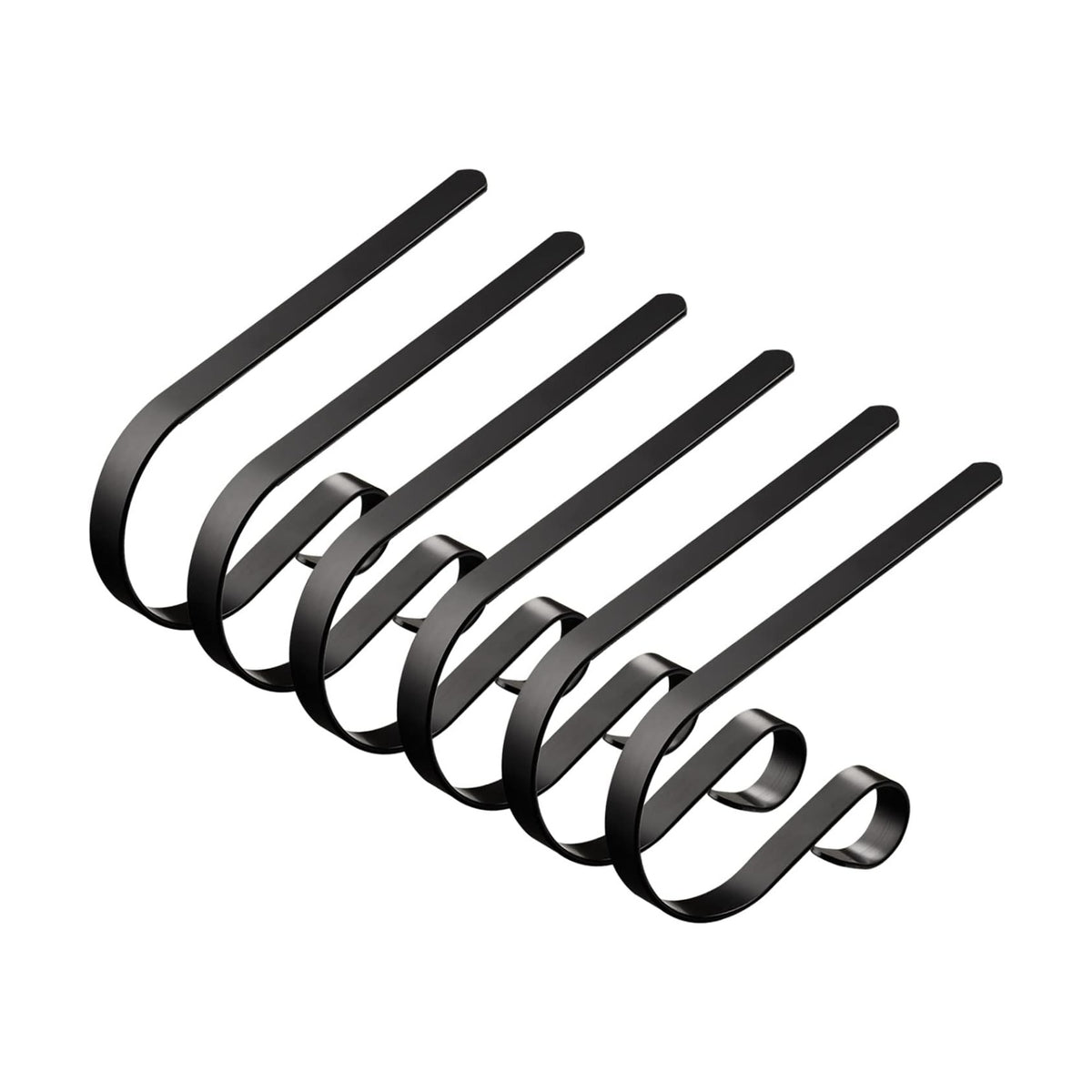 6 Pcs Christmas Stocking Holders Metal Mantel Stocking Hangers Adjustable Hanging Grip Stockings Clip Set (6, Black)