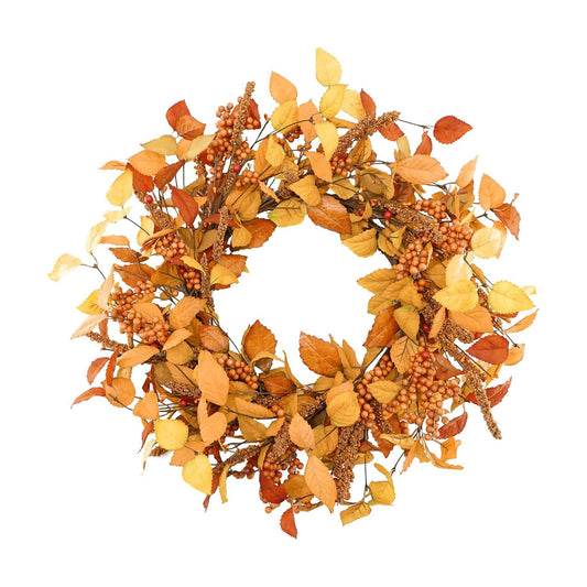 YNYLCHMX 20" Fall Wreath for Front Door, Eucalyptus and Sorghum Decor