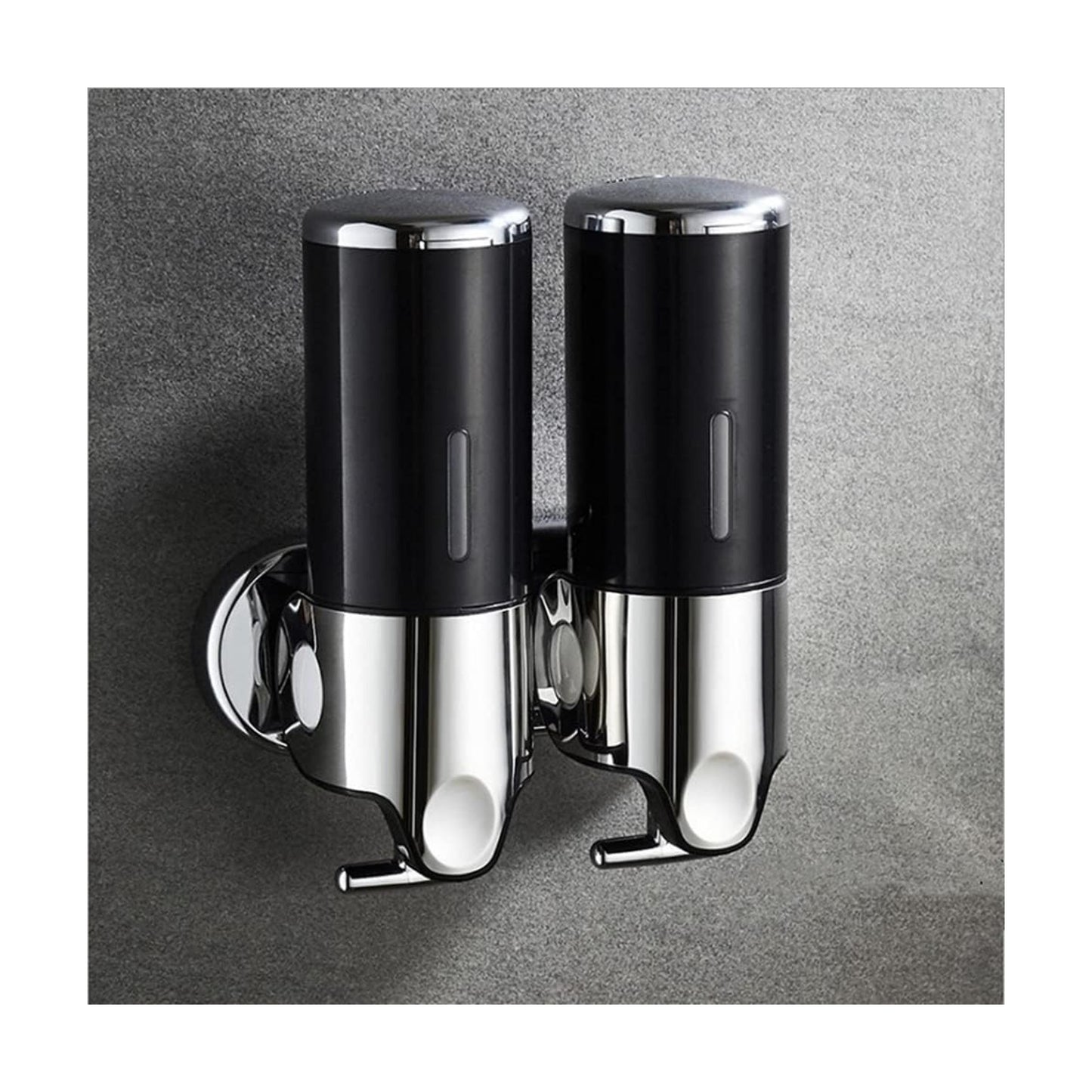 2 in 1 Chamber Wall Mounted Shampoo and Conditioner Dispenser (Black) | No Drill Shower Soap Dispenser for Bathroom &