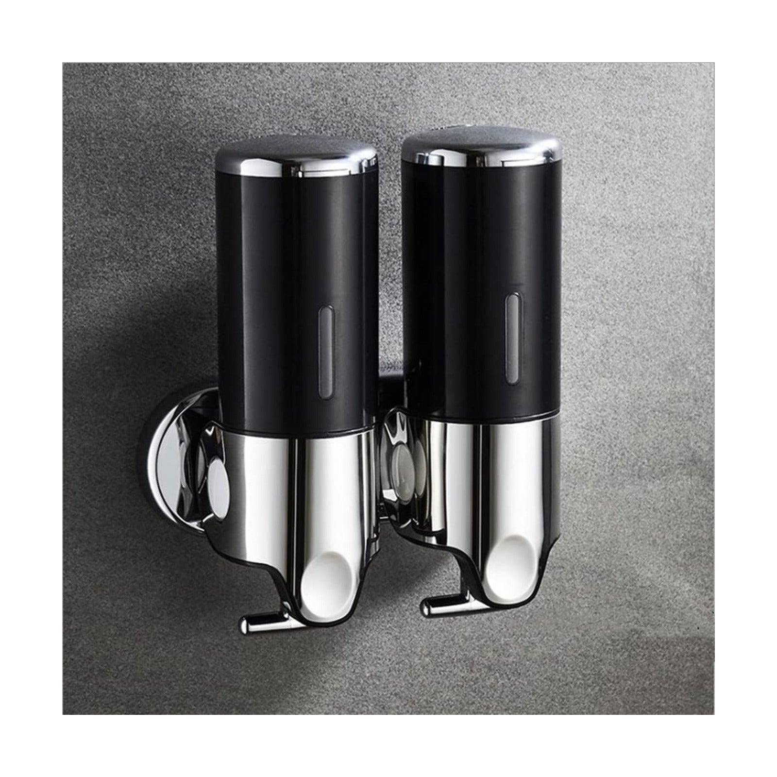 2 in 1 Chamber Wall Mounted Shampoo and Conditioner Dispenser (Black) | No Drill Shower Soap Dispenser for Bathroom &