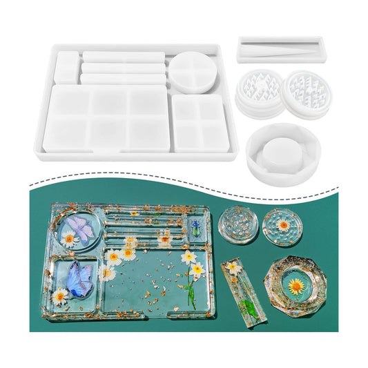 Resin Tray Molds and Resin Grinder Mold for Grind and Storage / 5pc / Set of 5