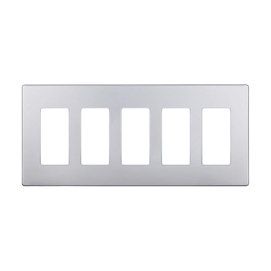 ENERLITES 5-Gang Silver Screwless Decorator Switch Outlet Wall Plate Cover