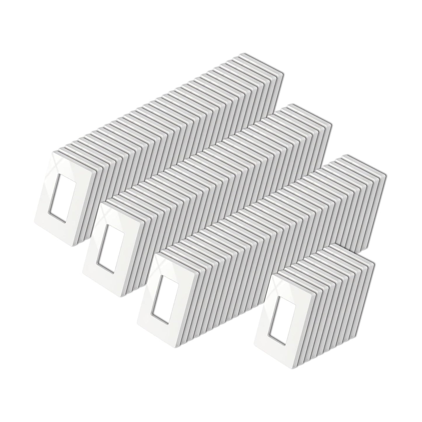 100 Pack BESTTEN 1-Gang Screwless Wall Plate, Decorator Outlet Cover, USWP4 Glossy White, Faceplate for Light Switch