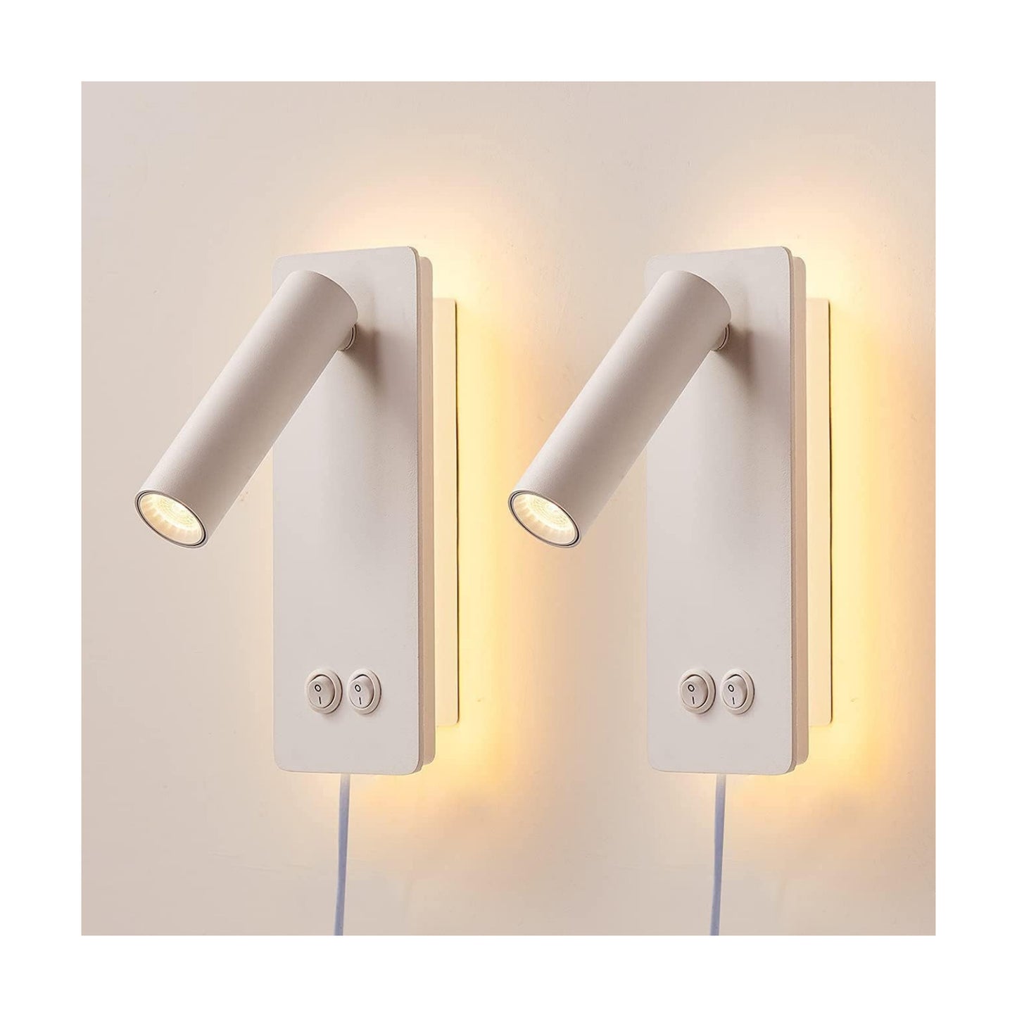 Bedside Reading Lamp Wall Mounted, LED Wall Reading Lights for Bed, Plug in Wall Sconce Set of 2, Bed Reading Light 3W