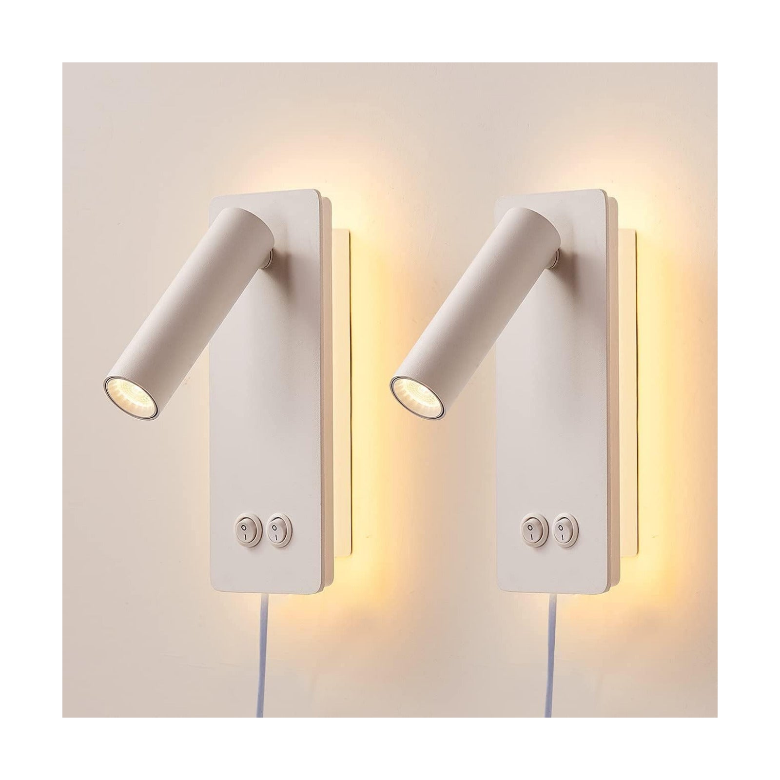 Bedside Reading Lamp Wall Mounted, LED Wall Reading Lights for Bed, Plug in Wall Sconce Set of 2, Bed Reading Light 3W