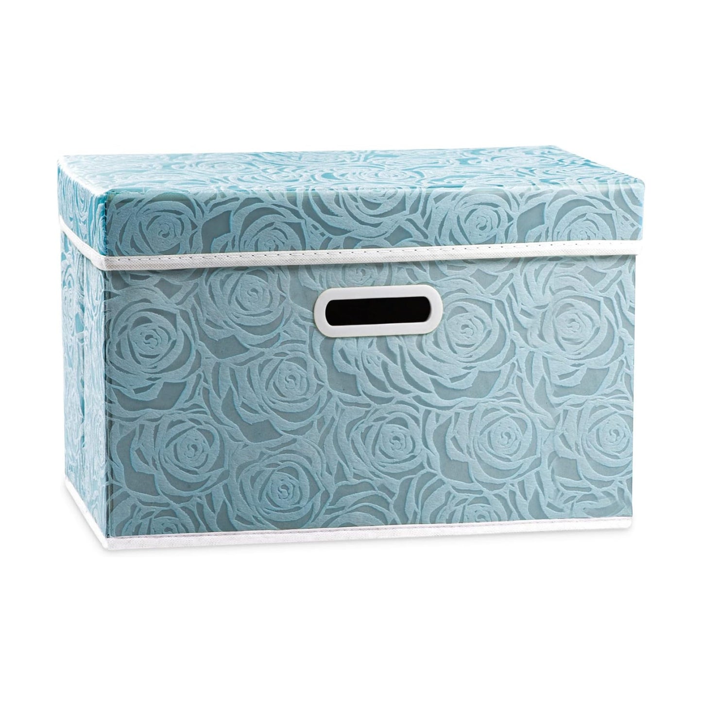 Lid Fabric Decorative Storage Bins Box Organizer Container Basket / Blue / Large